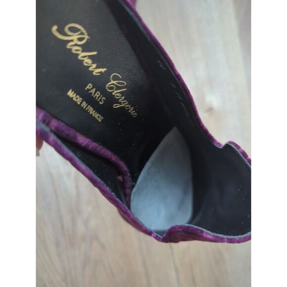 Robert Clergerie Alice Mules Goth Velvet Violet Slip On Shoes Flats - Picture 14 of 16